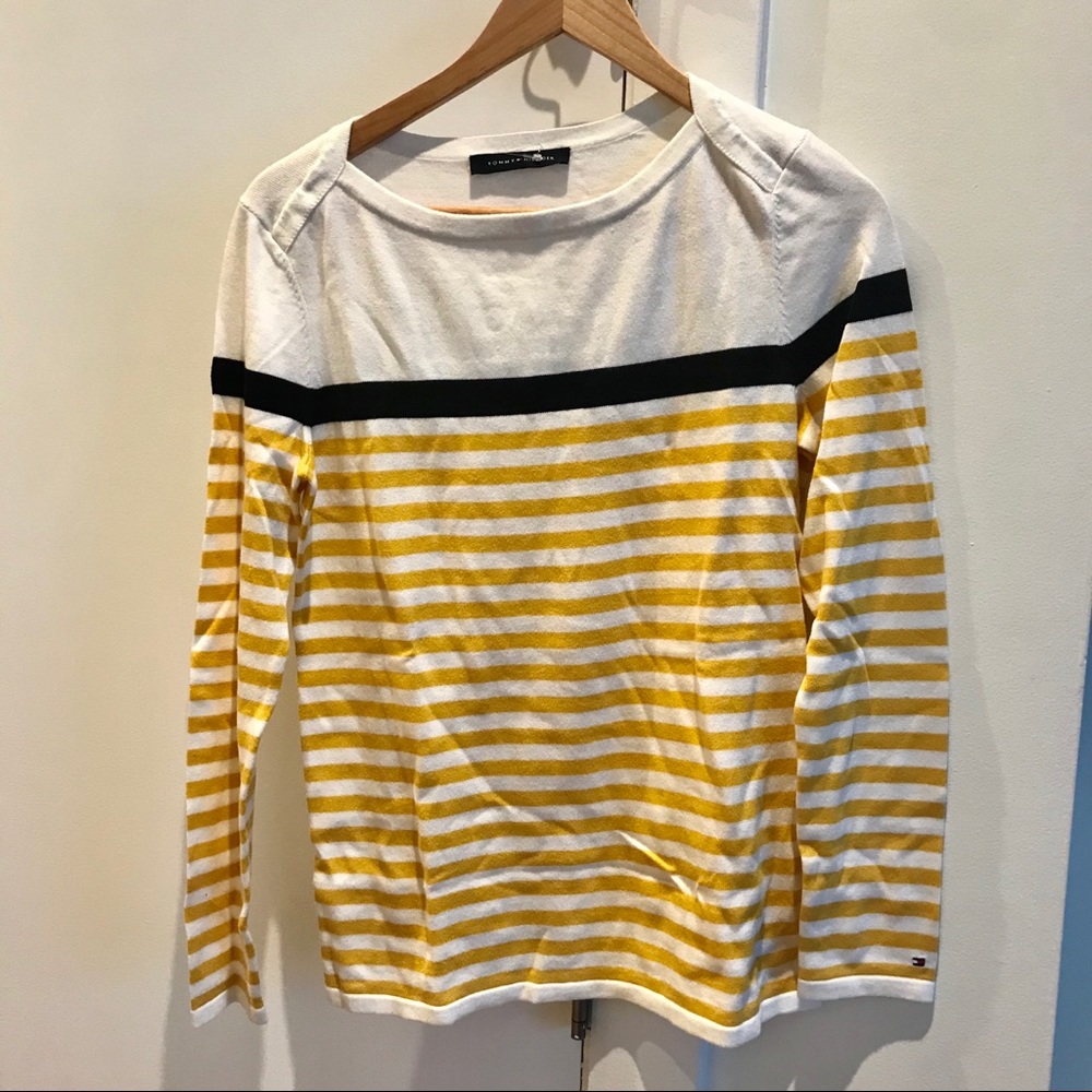 NWOT Tommy Hilfiger yellow stripe cotton sweater M